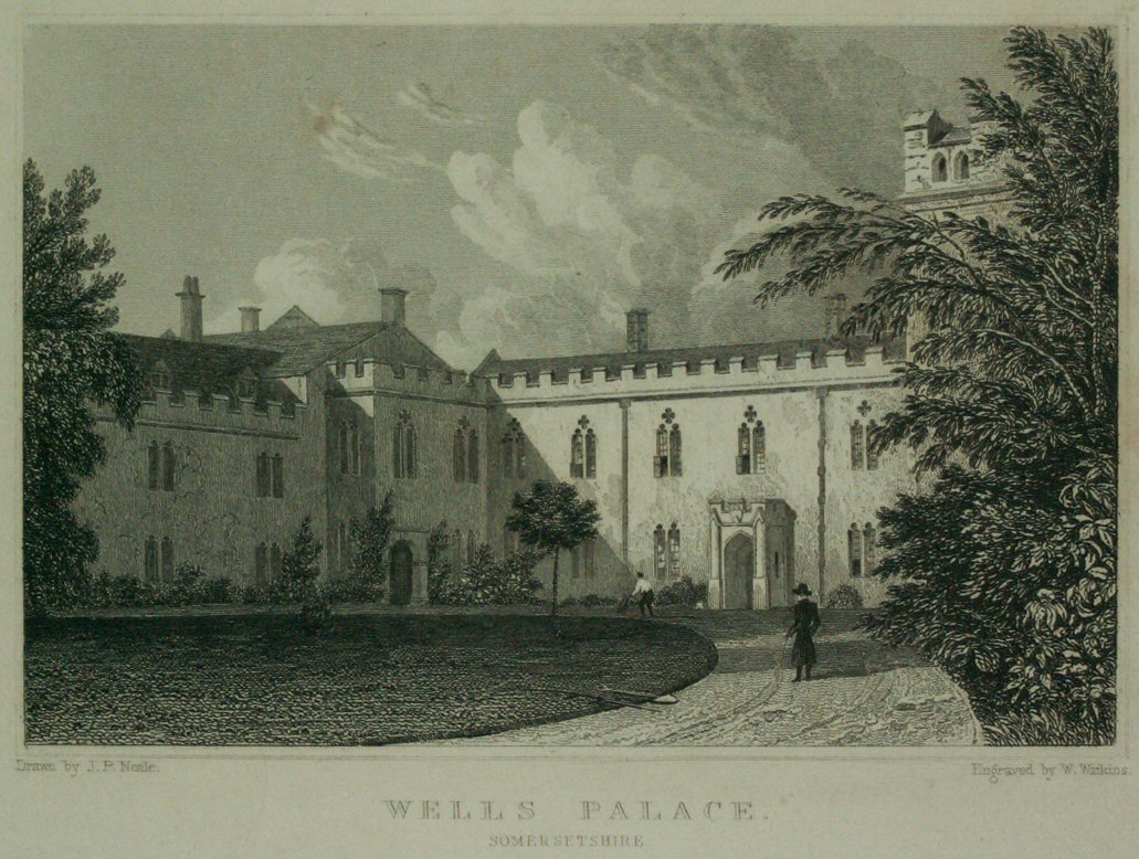 Print - Wells Palace, Somersetshire. - Watkins